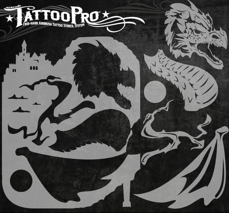 Tattoo Pro Stencil - Medieval Dragon (ATPS-126) - Hokey Pokey Shop |  Professional Face and Body Paint Store | Face Painting Supplies Canada