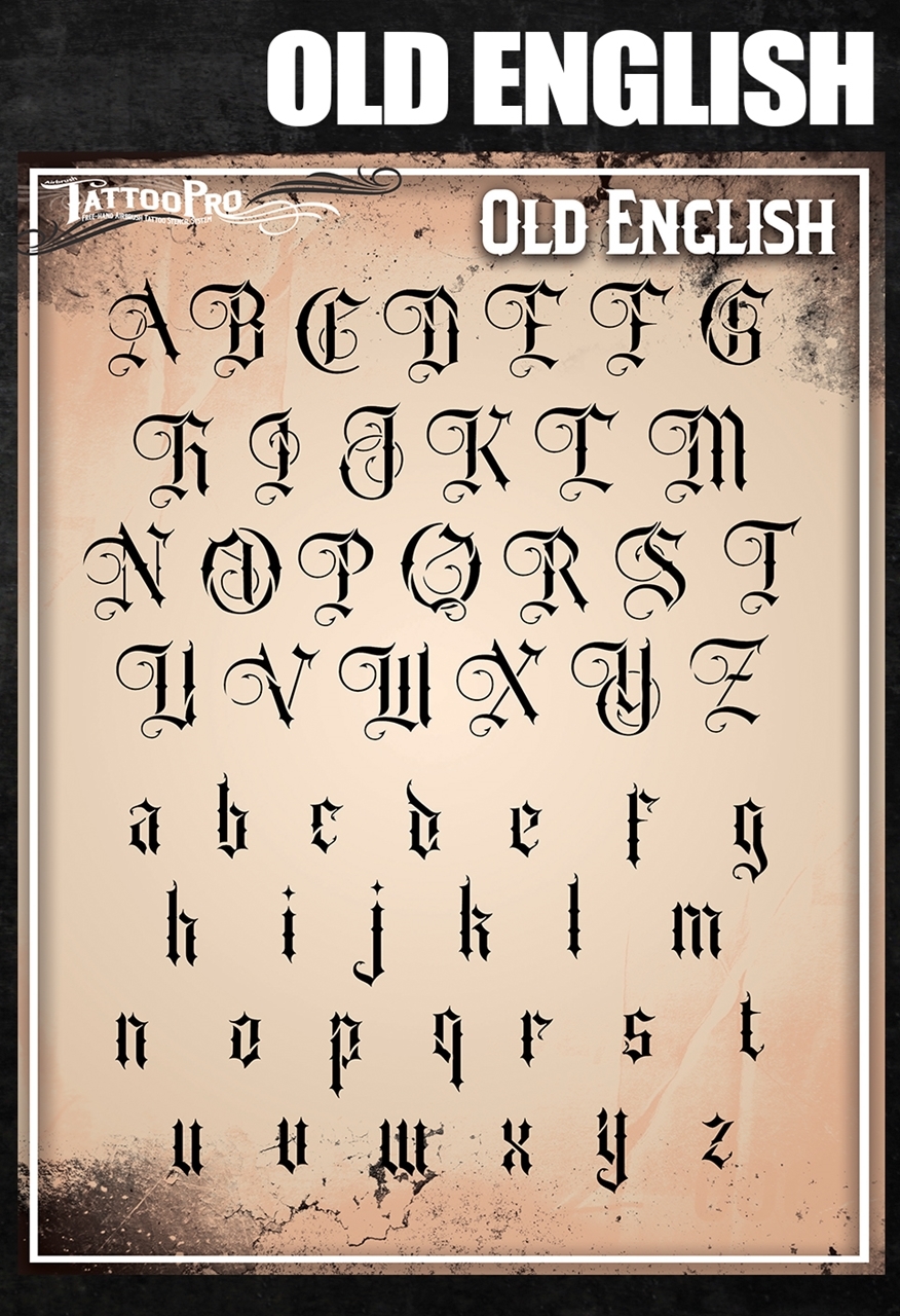 Tattoo Pro Stencil Font Old English Atpsf205 Hokey Pokey Shop