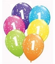Picture of Qualatex 11" 6 Count Print Retail Pack Number Age Balloons - 1 (6/Bag Assorted)