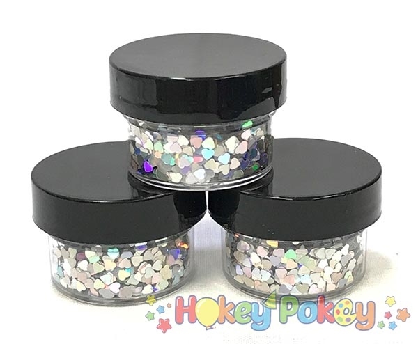 Picture of ABA Loose Chunky Glitter - Holographic Silver Hearts (15ml)