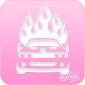 Picture of Pink Power Face Painting Stencil (1067) - Flaming Race Car