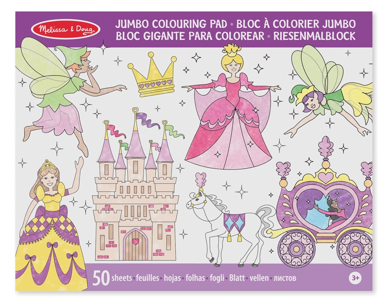 Melissa & Doug Jumbo 50-Page Kids' Coloring Pad Activity Book - Princess  and Fairy