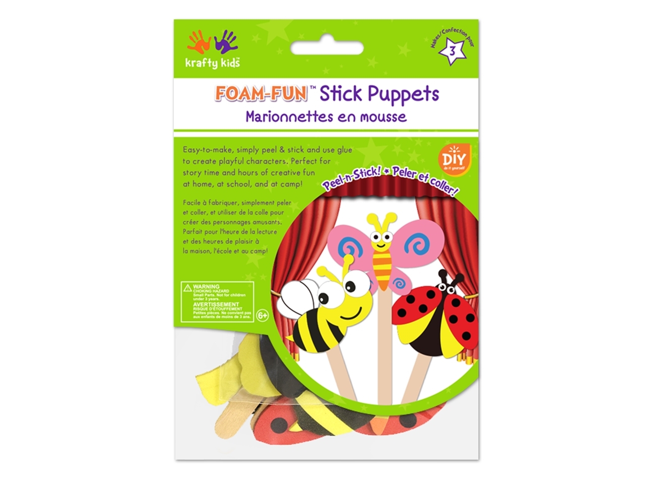 Picture of Krafty Kids Kit: DIY Foam Character Stick Puppets -  Flying Friends (3pc)