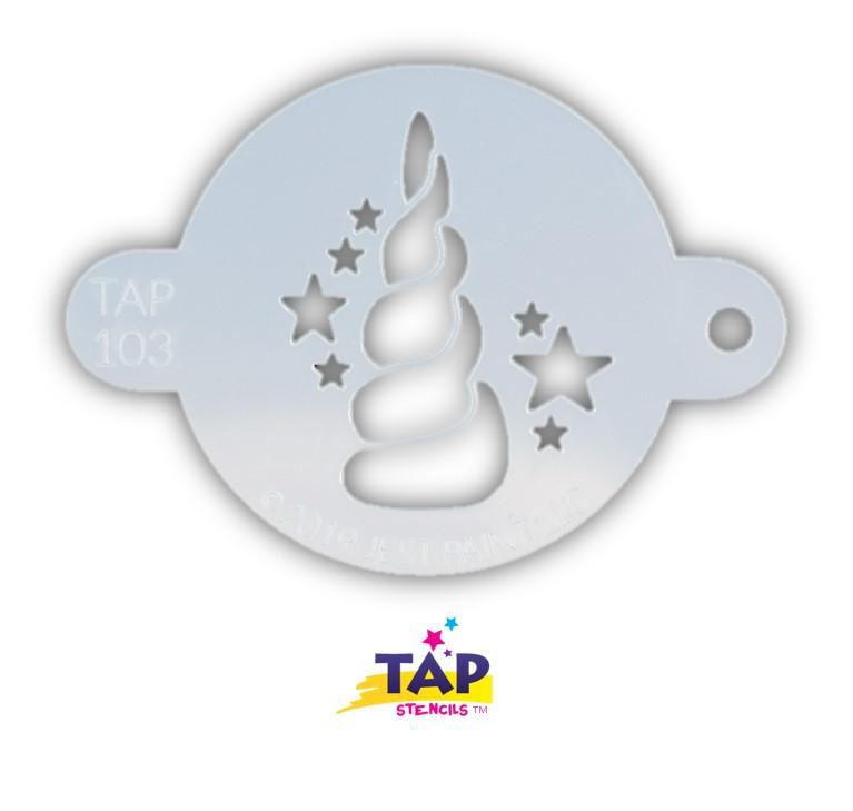 Picture of TAP 103 Face Painting Stencil - Unicorn Horn with Stars