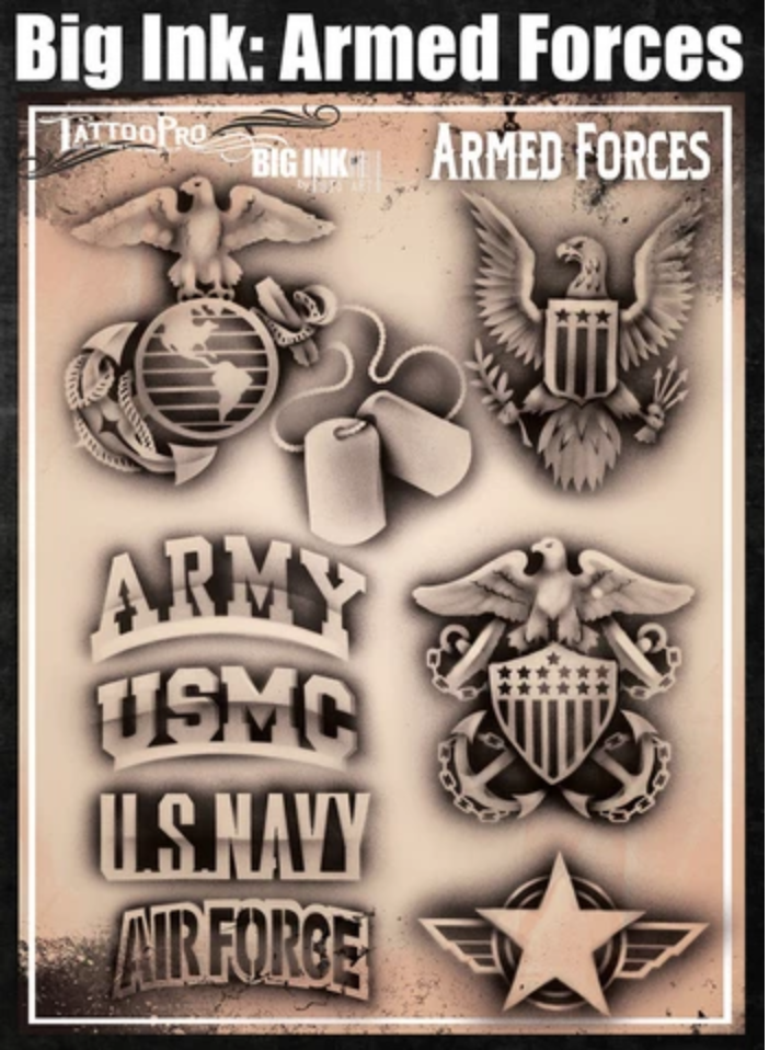Picture of Tattoo Pro Stencil - BIG INK - Armed Forces (ATPS-BGNK-109)