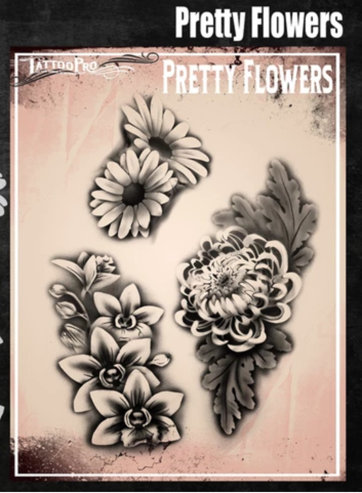 Picture of Tattoo Pro Stencil -  Pretty Flowers  (ATPS188)