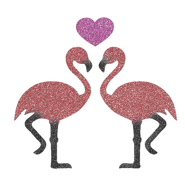 Picture of Kissing Flamingos Glitter Tattoo Stencil - HP-58 (5pc pack)