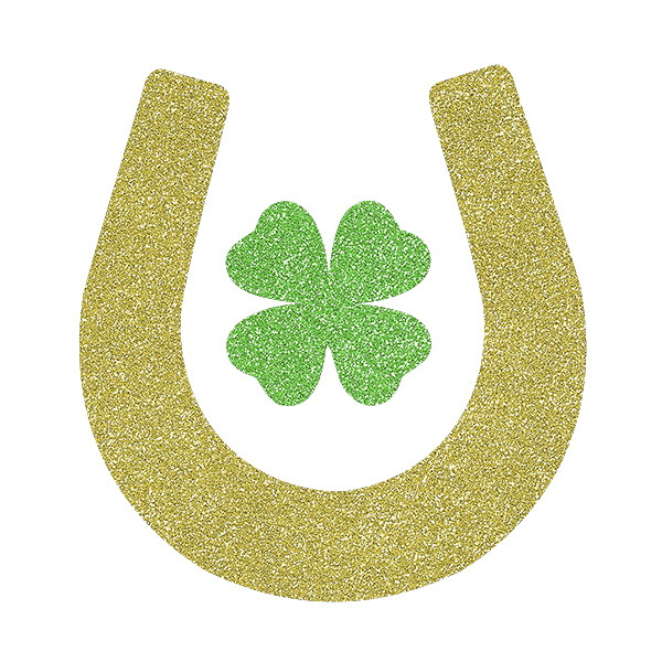 Picture of Lucky Horseshoe with Clover Glitter Tattoo Stencil - HP-49 (5pc pack)