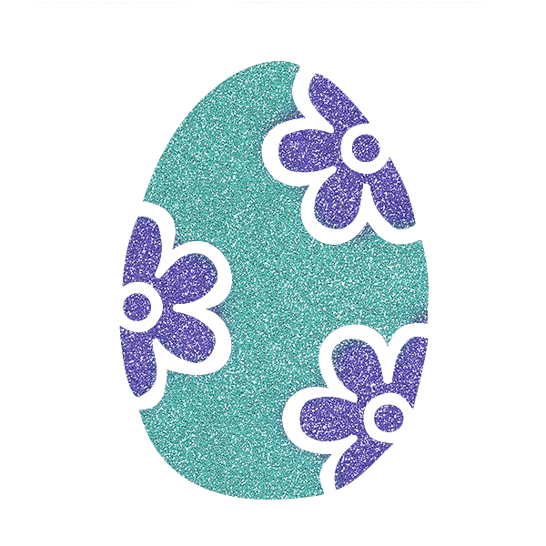 Picture of Easter Egg with Flowers Glitter Tattoo Stencil - HP-94 (5pc pack)