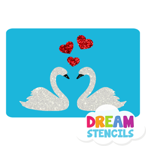 Picture of Kissing Swans Glitter Tattoo Stencil - HP-60 (5pc pack)