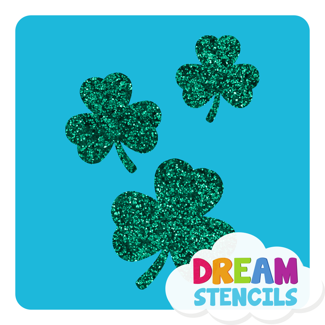 Picture of Cascading Three-Leaf Clovers Glitter Tattoo Stencil - HP-42 (5pc pack)