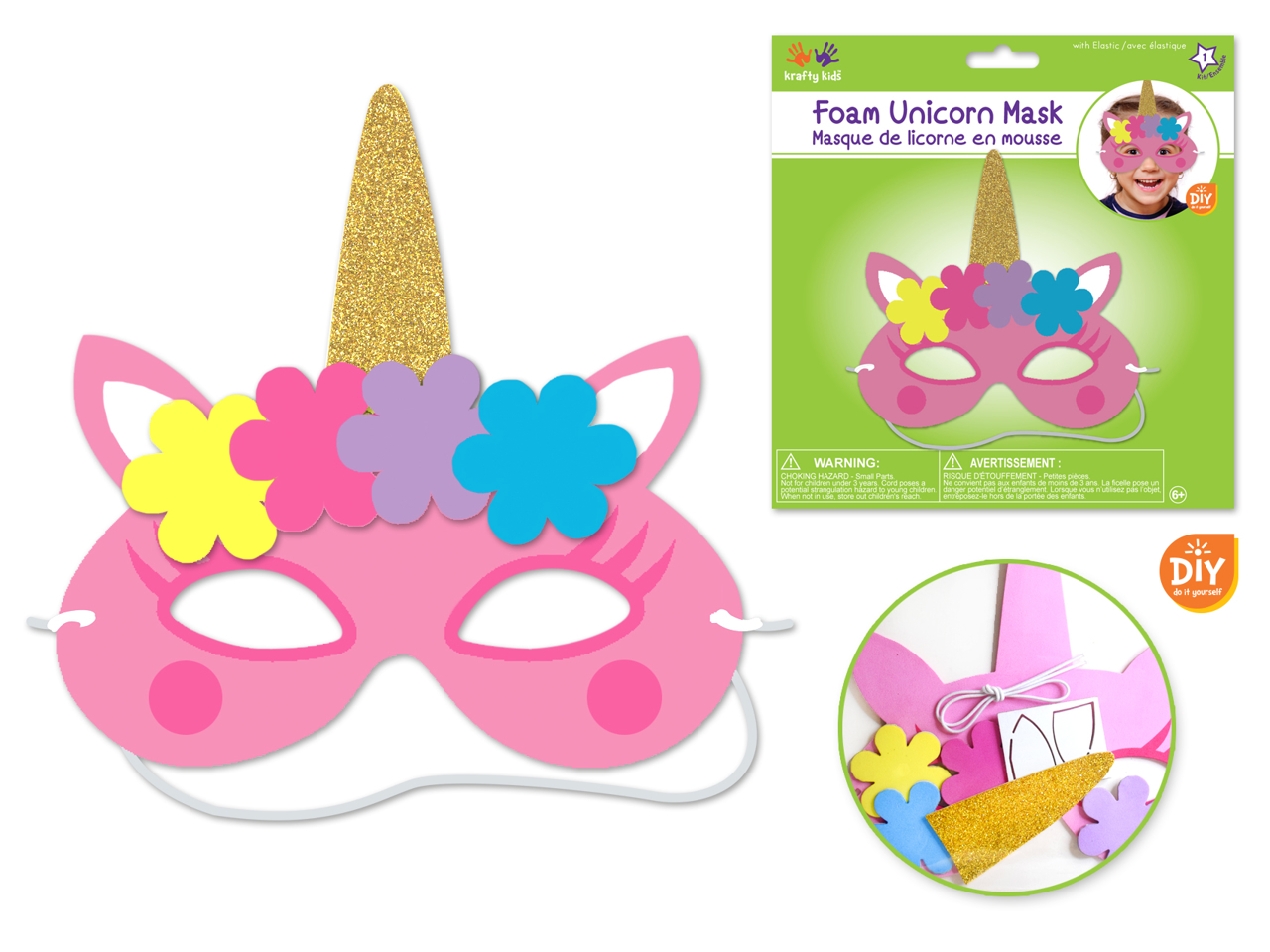Picture of Krafty Kids Kit: DIY Foam Unicorn Mask w/Elastic - Pink (CK261-A)