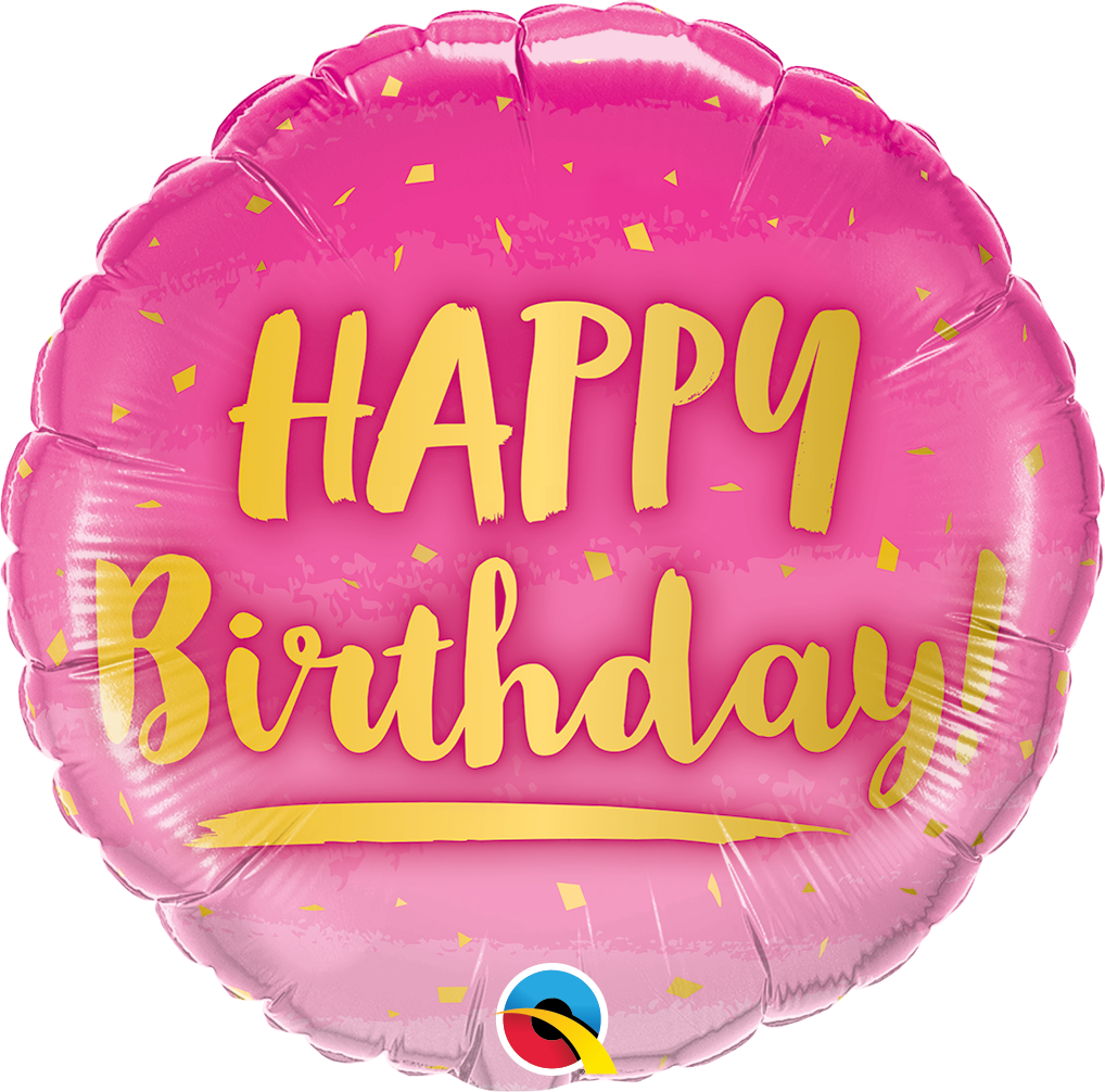 Picture of 18"  Birthday Gold & Pink Foil Balloon (1pc)