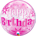 Picture of 22″ Birthday Pink Starburst Sparkle Single Bubble (1pc)