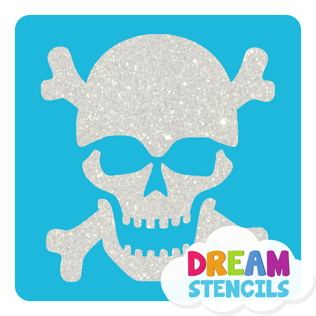 Picture of Skull with Bones Glitter Tattoo Stencil - HP-133 (5pc pack)