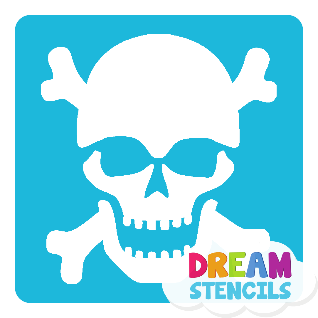 Picture of Skull with Bones Glitter Tattoo Stencil - HP-133 (5pc pack)