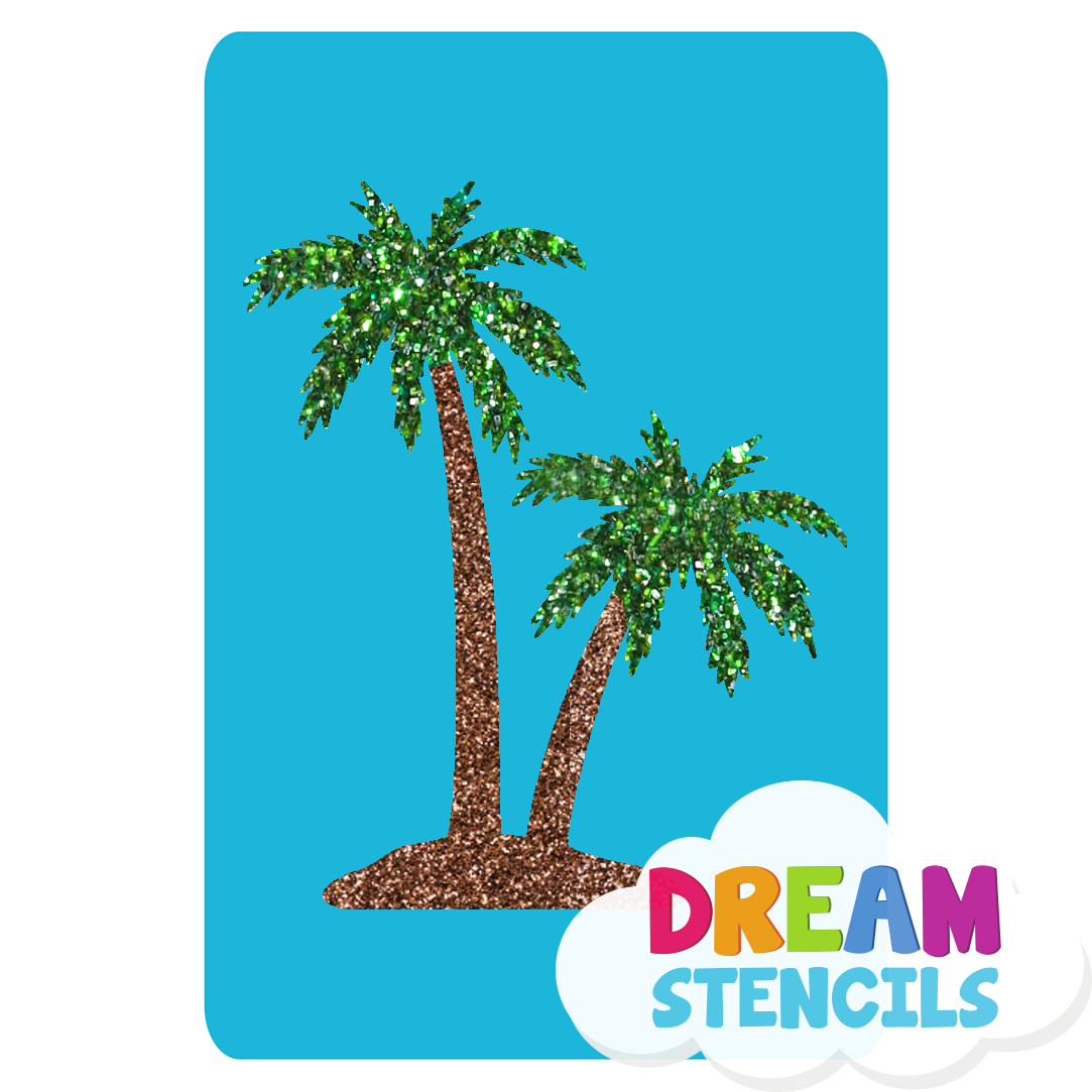 Picture of Twin Palm Trees Glitter Tattoo Stencil - HP-148 (5pc pack)