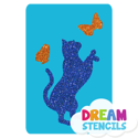 Picture of Standing Cat With Butterflies Glitter Tattoo Stencil - HP-198 (5pc pack)