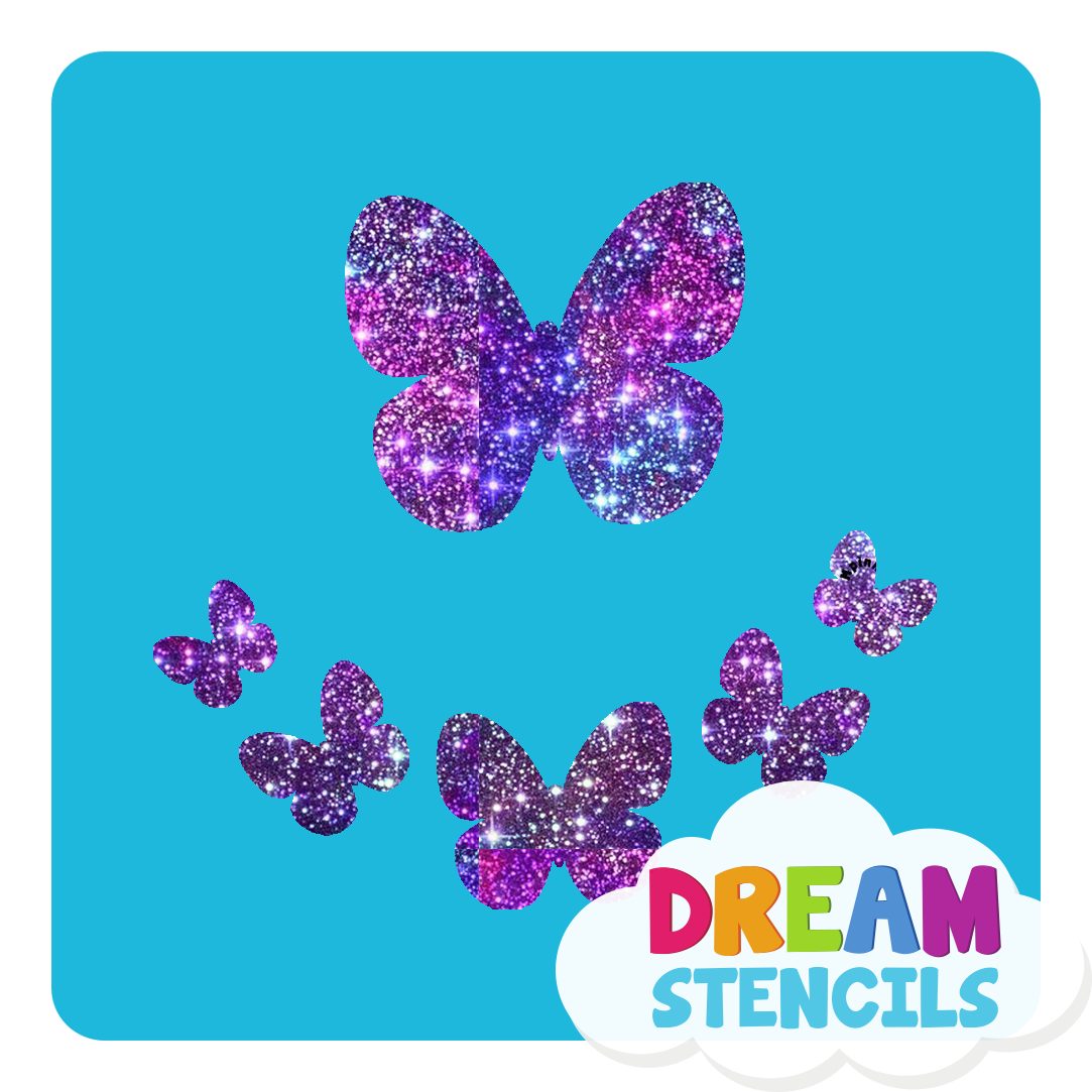 Picture of Assorted Butterflies Glitter Tattoo Stencil - HP-217 (5pc pack)