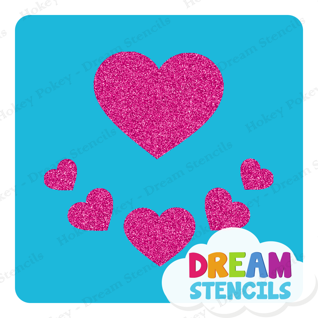 Picture of Assorted Hearts Glitter Tattoo Stencil - HP-218 (5pc pack)