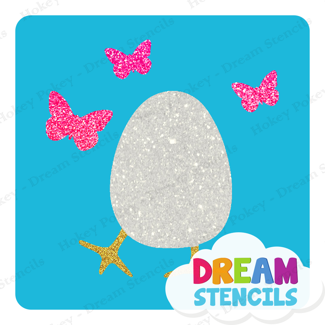Picture of Easter Egg with Butterflies Glitter Tattoo Stencil - HP-232  (5pc pack)