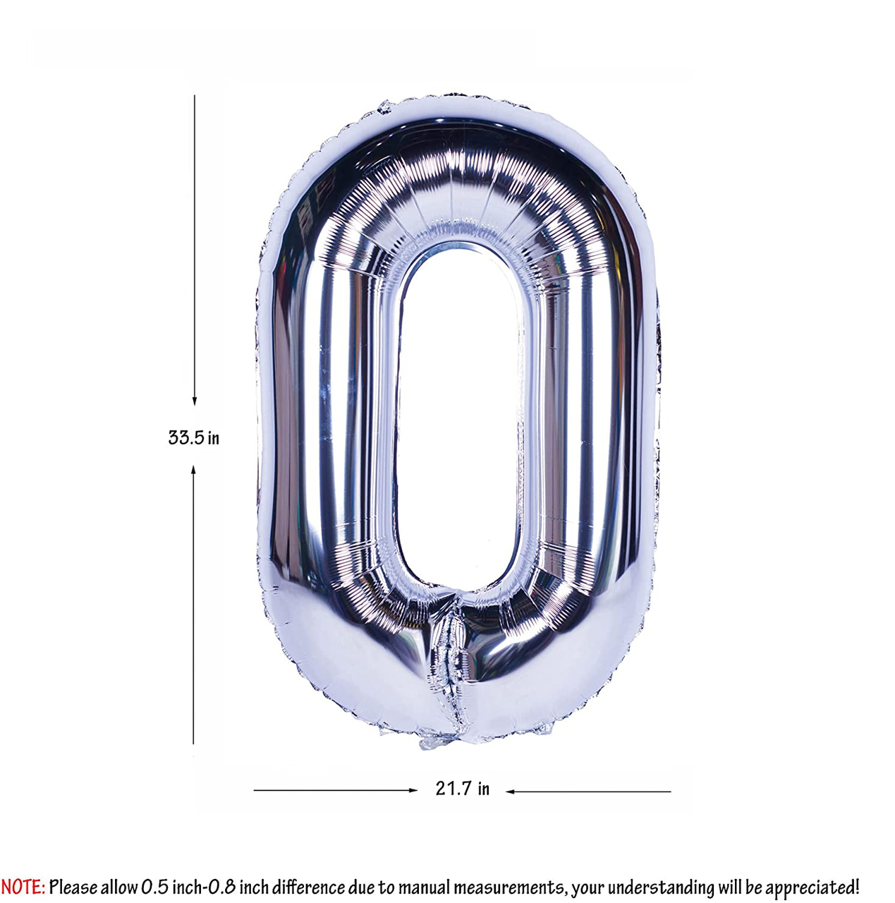 Picture of 40'' Foil Balloon Shape Number 0 - Silver (1pc)