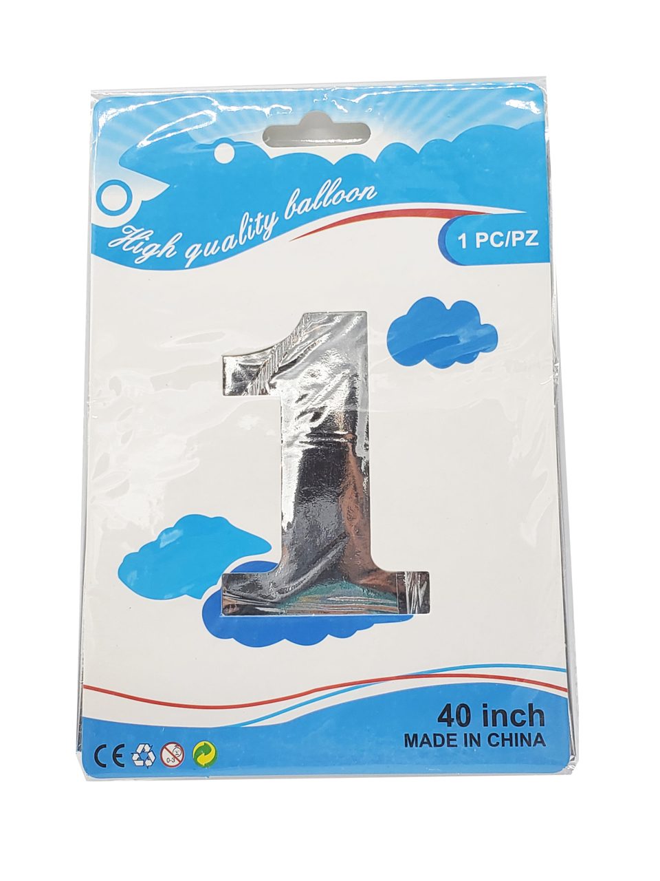 Picture of 40'' Foil Balloon Shape Number 1 - Silver (1pc)