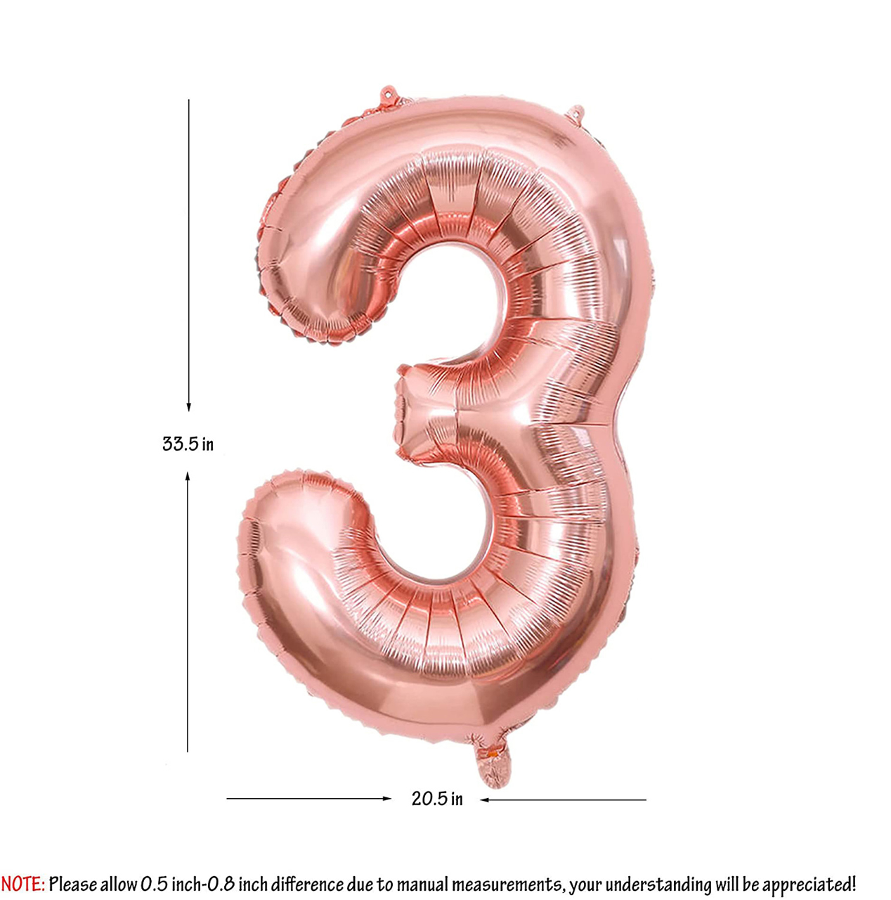 Picture of 40'' Foil Balloon Shape Number 3 - Rose Gold (1pc)
