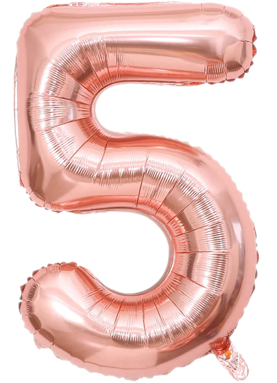 Picture of 40'' Foil Balloon Shape Number 5 - Rose Gold (1pc)