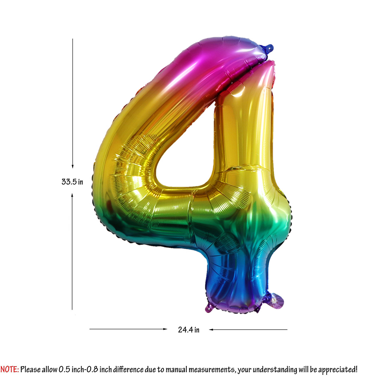 Picture of 40'' Foil Balloon Shape Number 4 - Bright Rainbow (1pc)