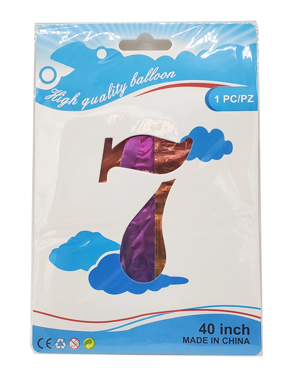 Picture of 40'' Foil Balloon Shape Number 7 - Bright Rainbow (1pc)