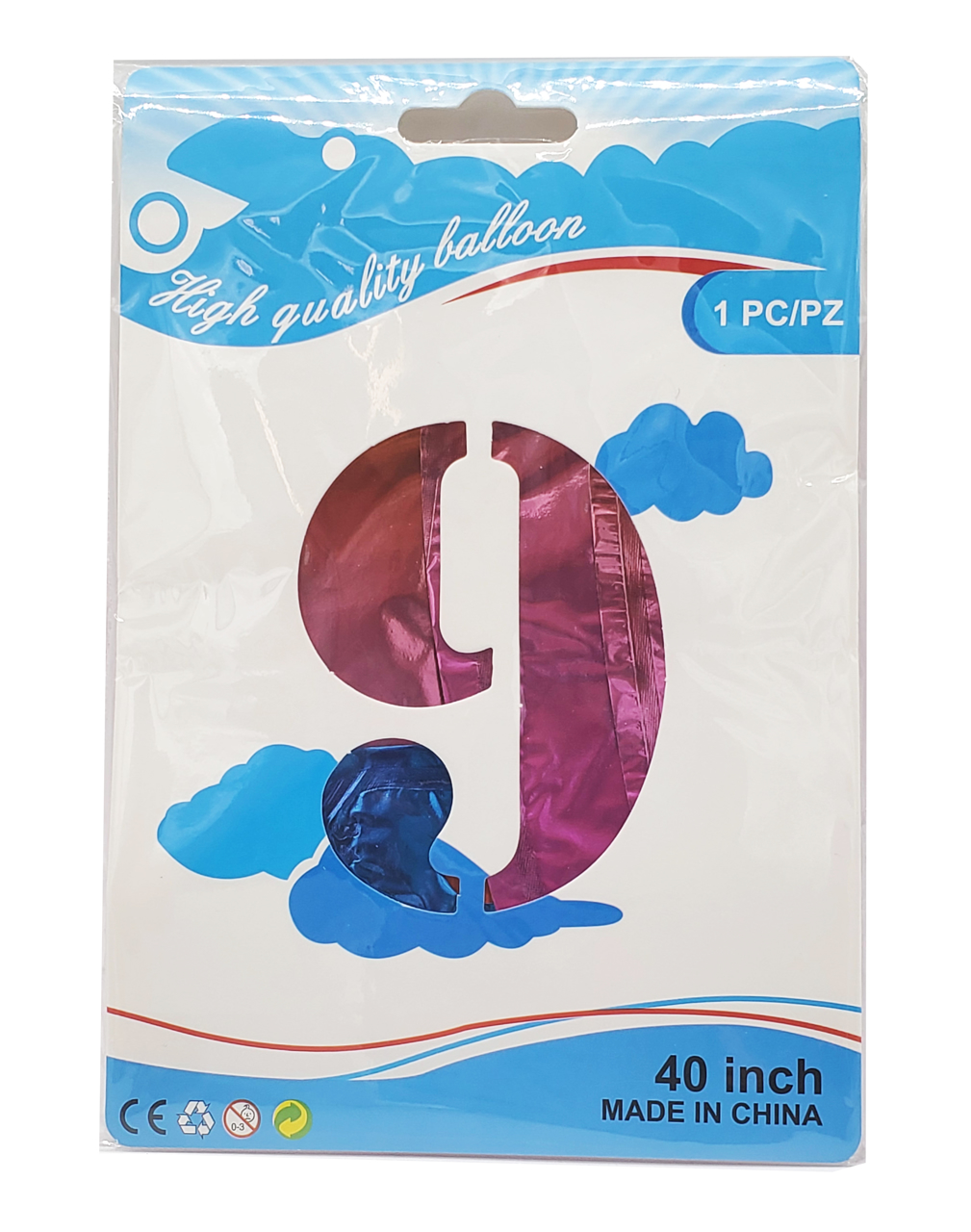Picture of 40'' Foil Balloon Shape Number 9 - Bright Rainbow (1pc)