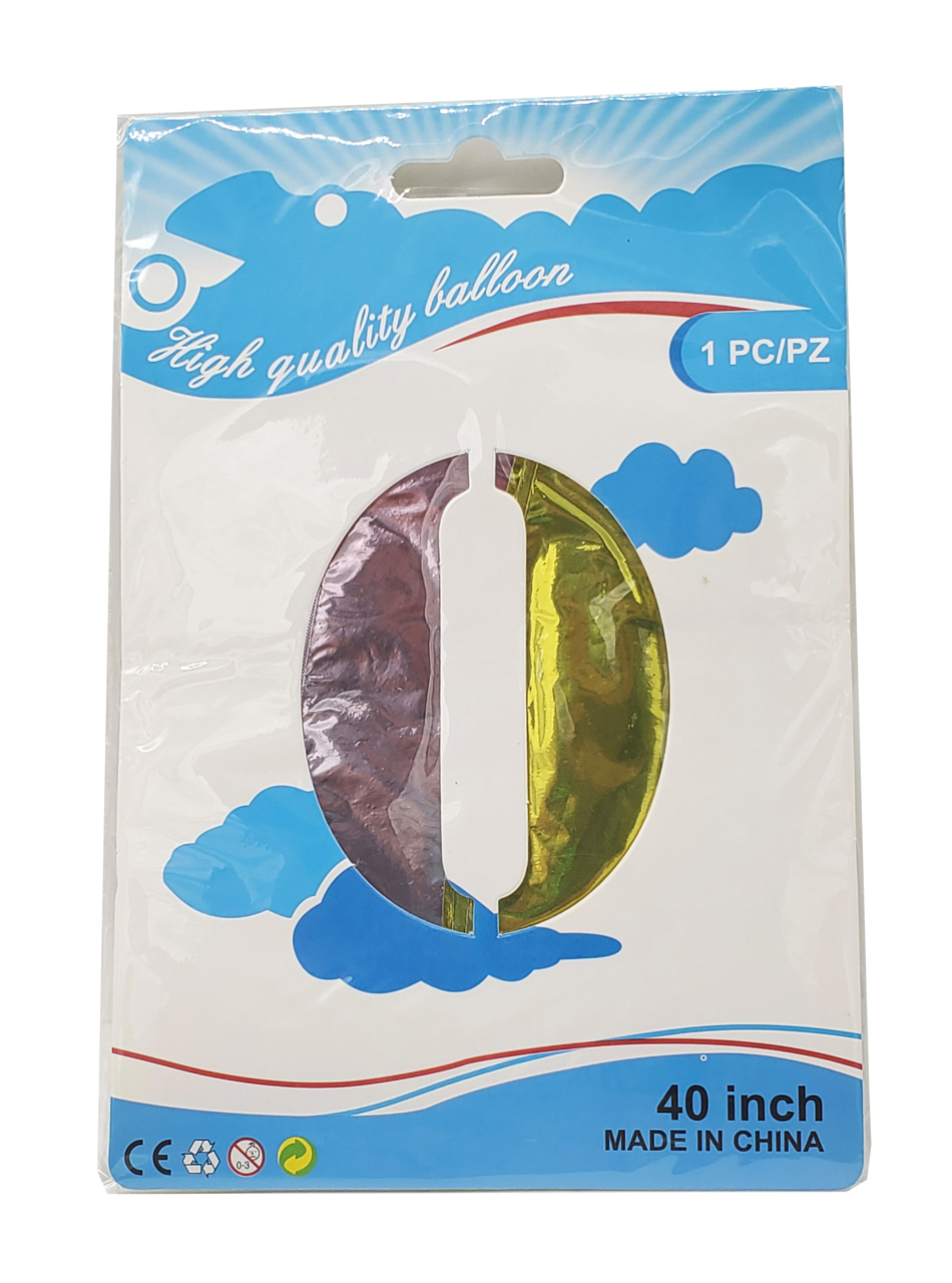 Picture of 40'' Foil Balloon Shape Number 0 - Pastel Rainbow (1pc)