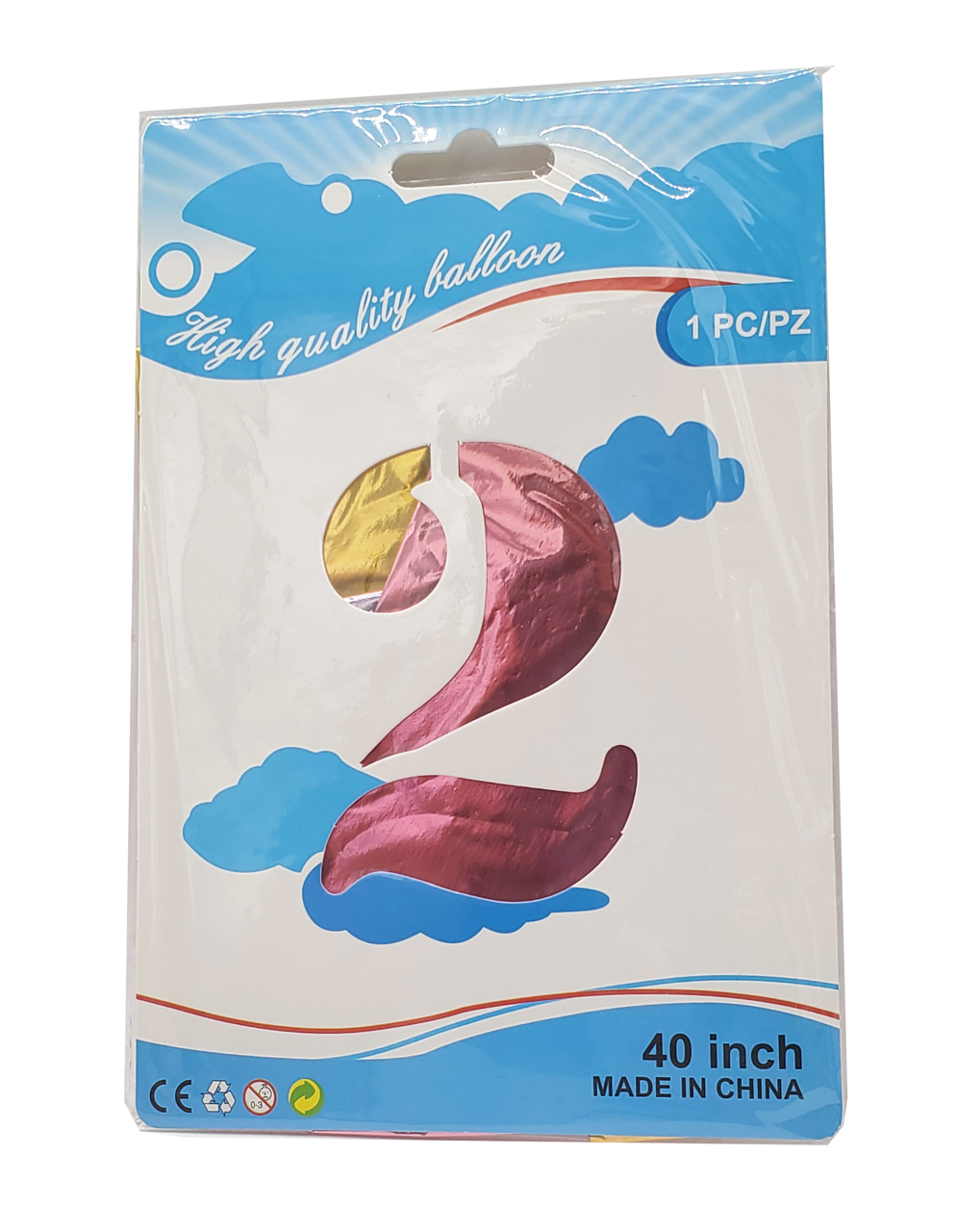 Picture of 40'' Foil Balloon Shape Number 2 - Pastel Rainbow (1pc)