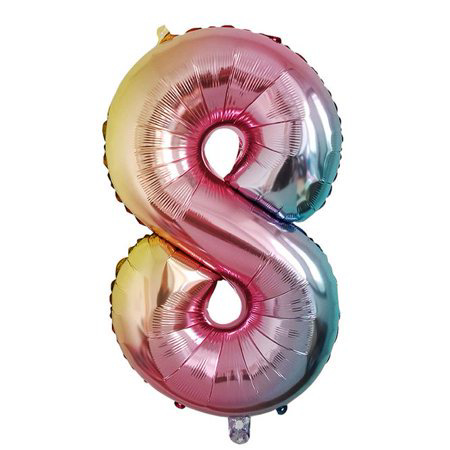 Picture of 40'' Foil Balloon Shape Number 8 - Pastel Rainbow (1pc)