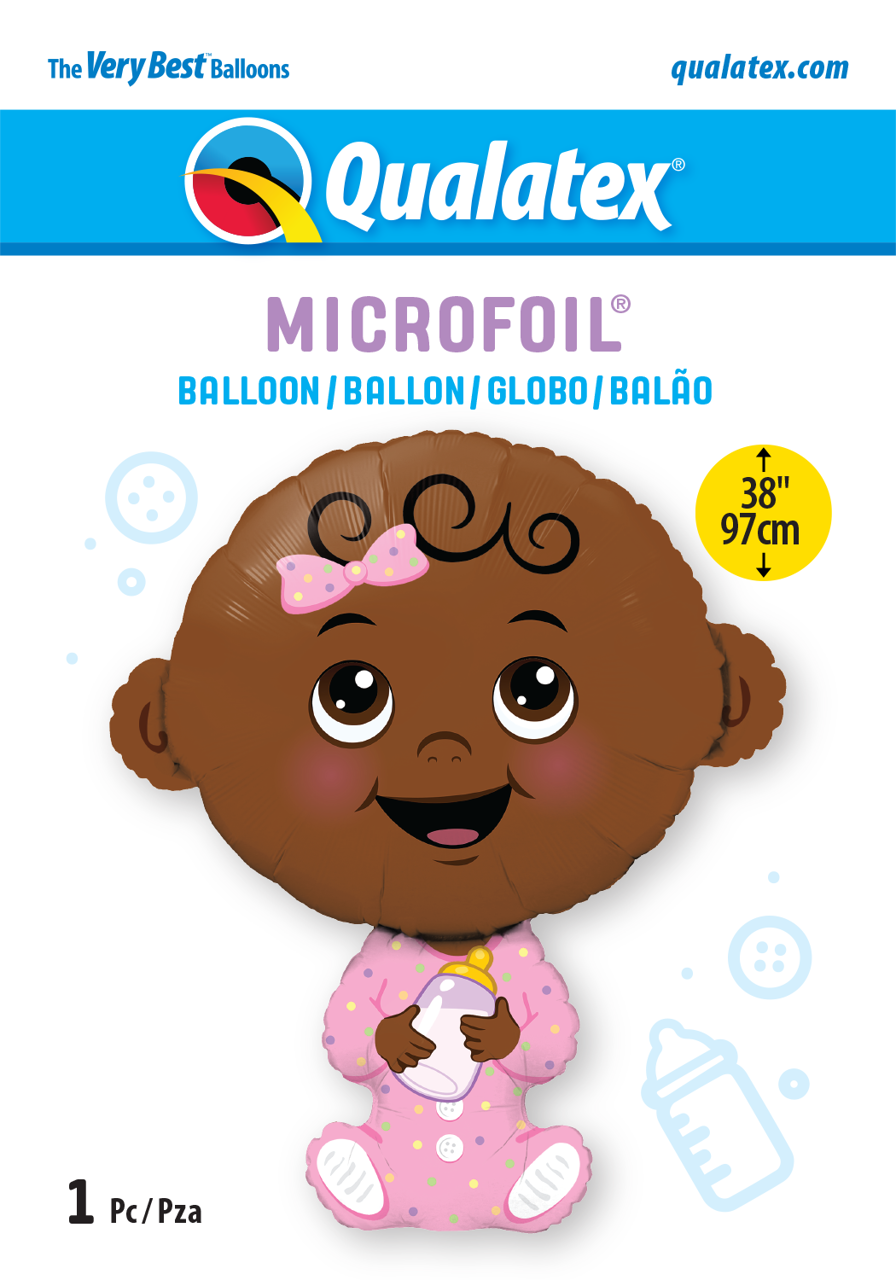 Picture of 38'' Baby Girl - Dark Skin Tone - Foil Balloon (1pc)