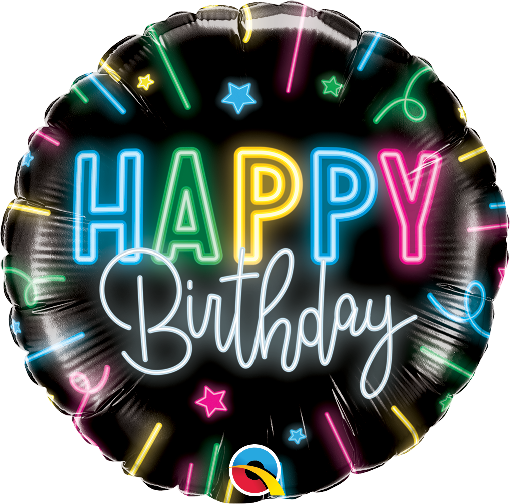 Picture of 18" Happy Birthday Neon Glow  - Foil Balloon (1pc)