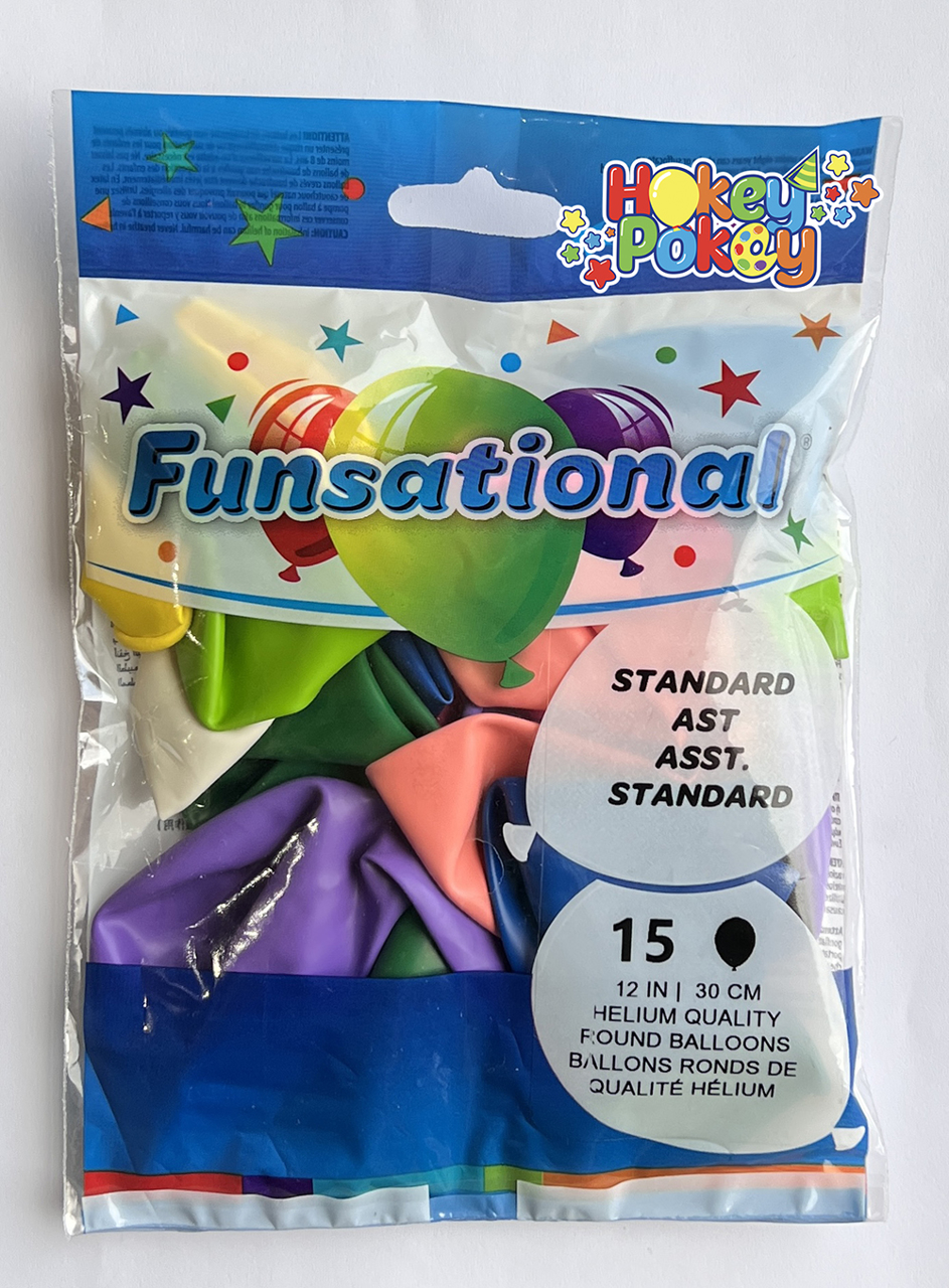 Picture of 12" Funsational Latex balloons - Standard Assortiment  (15/Bag)
