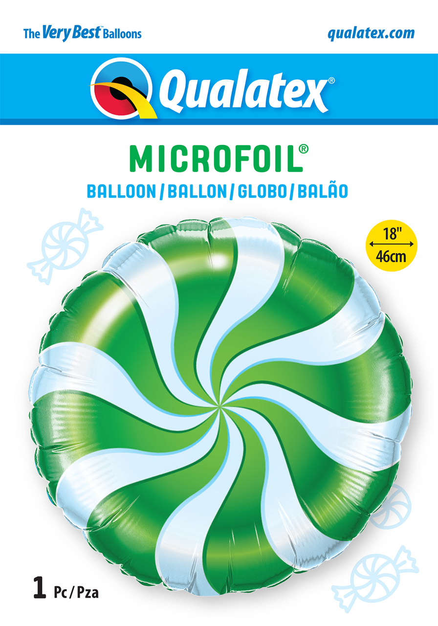 Picture of 18" Round Green Candy Swirl Foil Balloon (1pc)