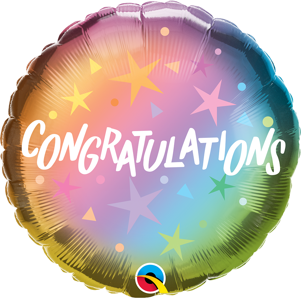 Picture of 18" Congratulations Ombre & Stars - Foil Balloon (1pc)