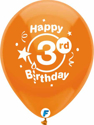 Picture of 12 Inch Funsational Balloons - Happy 3rd Birthday(8/Bag Assorted )