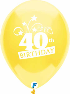 Picture of 12 Inch Funsational Balloons - Happy 40th Birthday (8/Bag)
