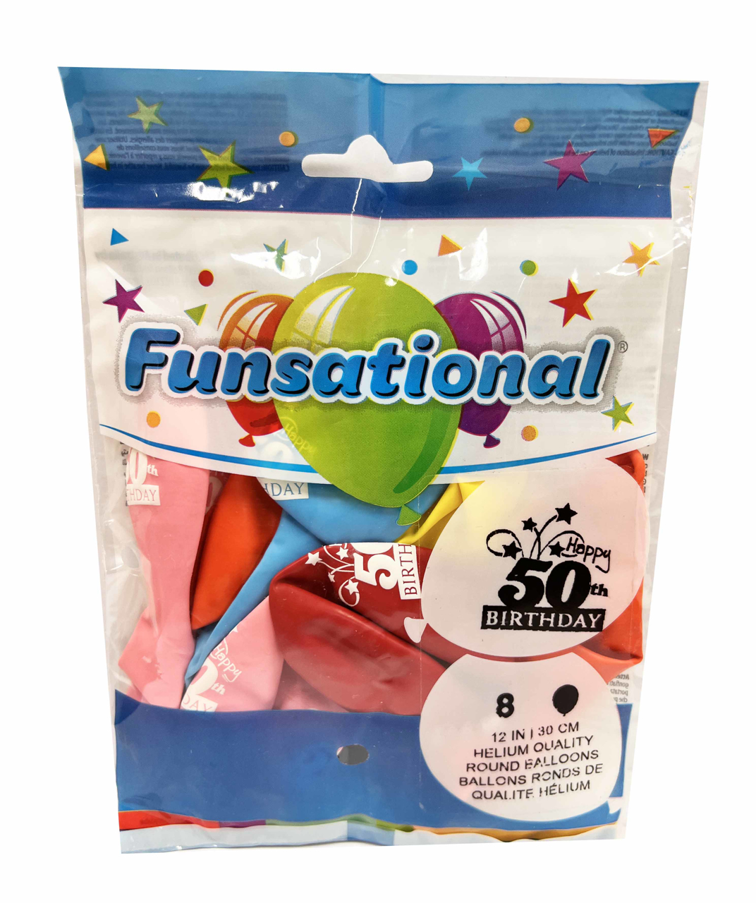 Picture of 12 Inch Funsational Balloons - Happy 50th Birthday(8/Bag Assorted )