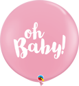 Picture of Qualatex 3FT Round - Oh Baby! Balloon - Pink (2/bag)