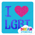 Picture of I Love LGBT - Glitter Tattoo Stencil - HP-369 (5pc pack)