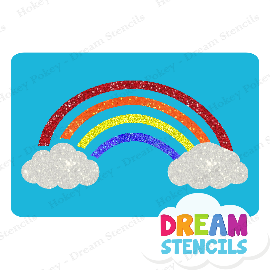 Picture of Rainbow and Clouds Glitter Tattoo Stencil - HP-374 (5pc pack)